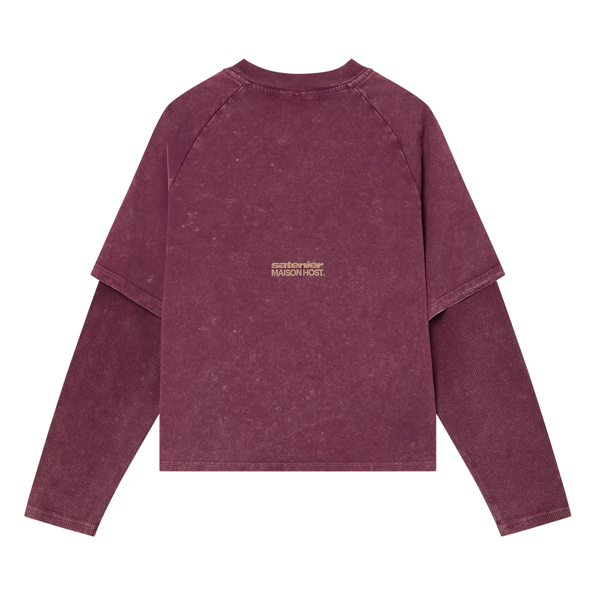 Camiseta manga larga waffle MHSTR teñida borgoña