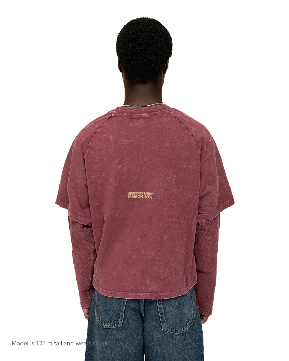 Camiseta manga larga waffle MHSTR teñida borgoña