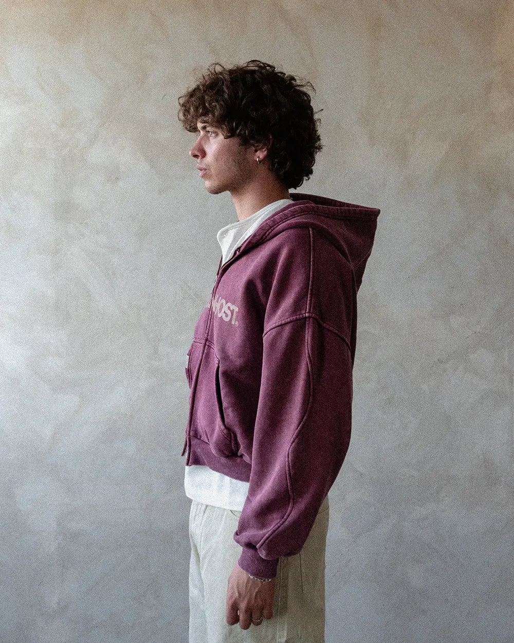 ERODE WAVE ZIPPED HOODIE BURGUNDY
