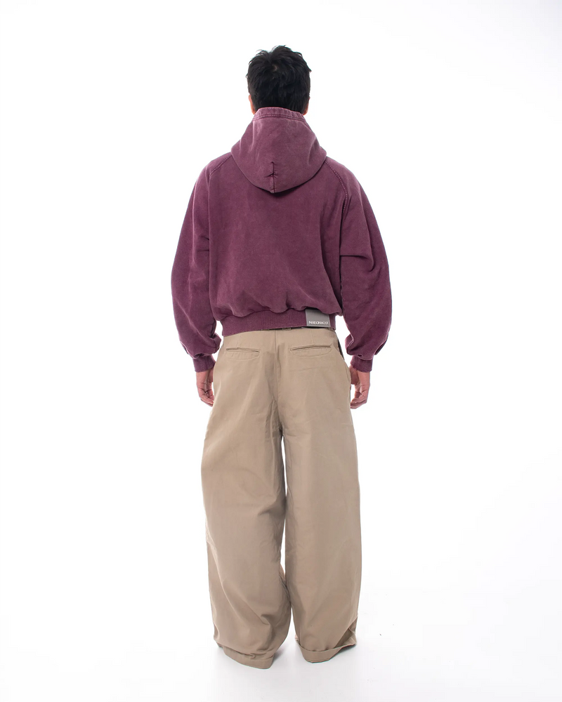 APPLIQUÉ DYED HOODIE BURGUNDY