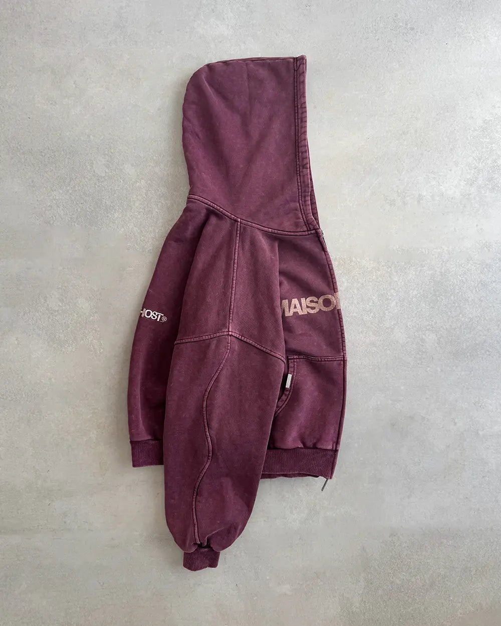 ERODE WAVE ZIPPED HOODIE BURGUNDY