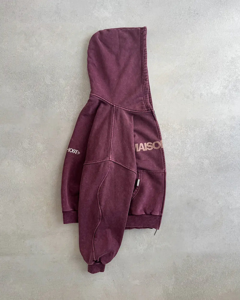 ERODE WAVE ZIPPED HOODIE BURGUNDY