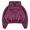 SUDADERA CON CAPUCHA TEÑIDA CON APLICACIÓN BURDEOS