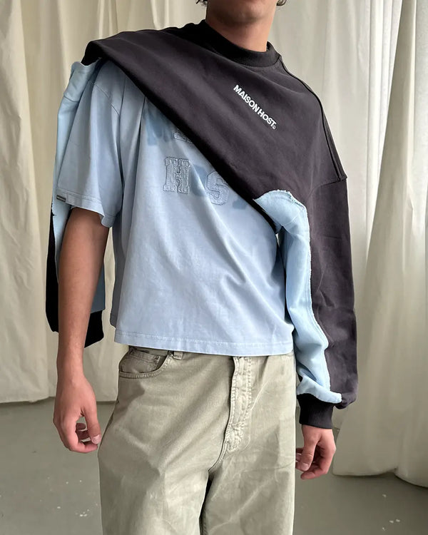 APPLIQUÉ DYED BLUE TEE