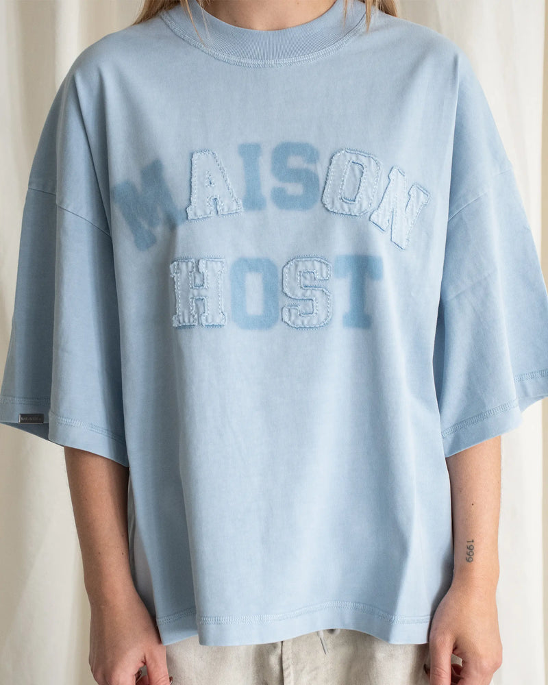 APPLIQUÉ DYED BLUE TEE