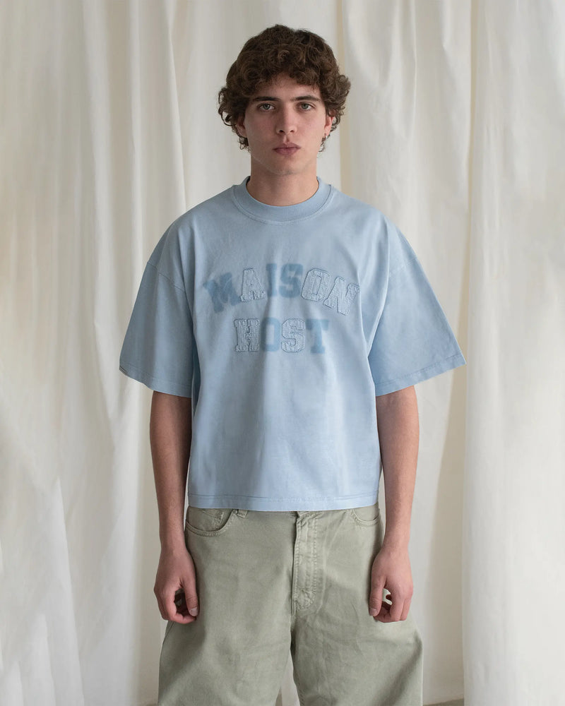 APPLIQUÉ DYED BLUE TEE