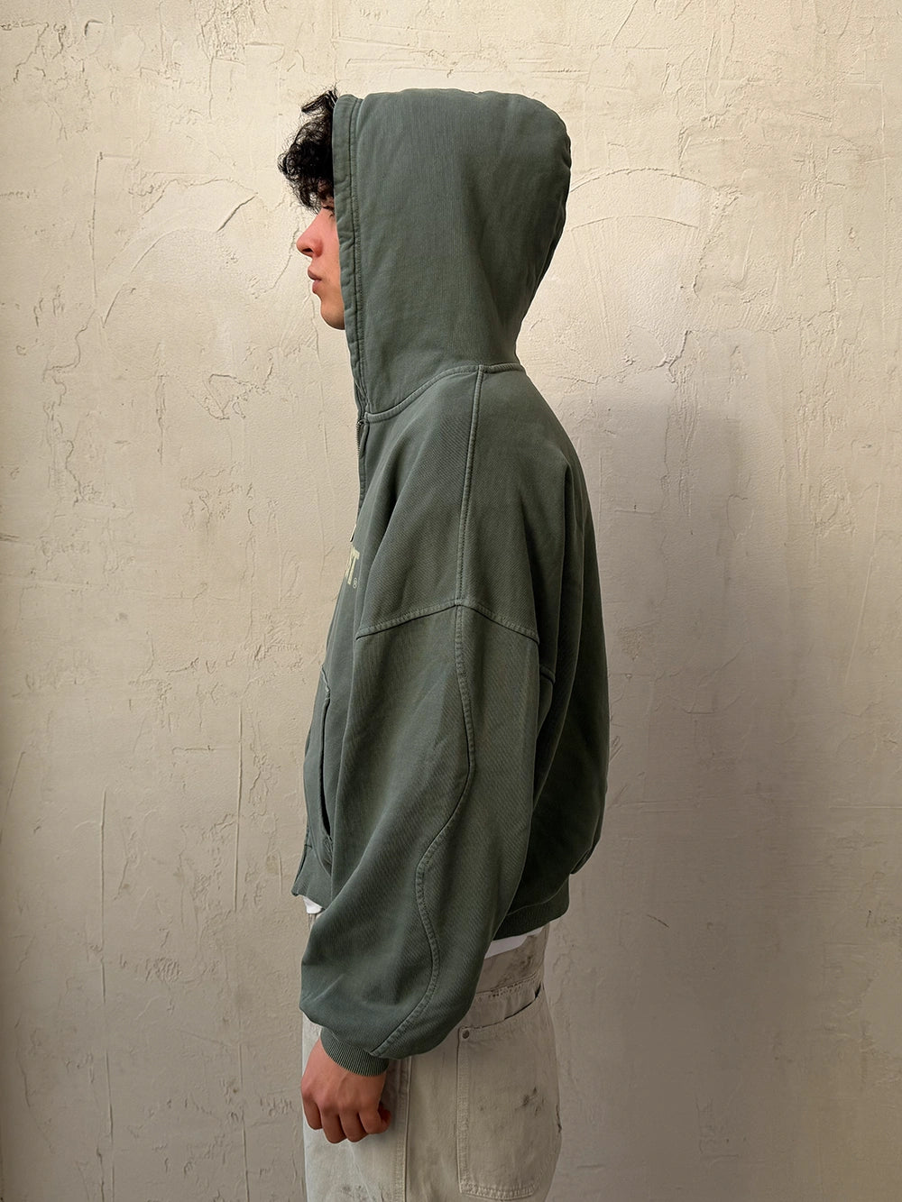 SUDADERA CON CAPUCHA CON CREMALLERA ERODE WAVE VERDE