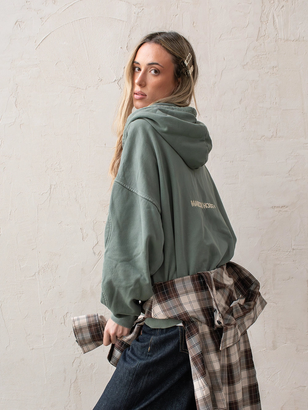 SUDADERA CON CAPUCHA CON CREMALLERA ERODE WAVE VERDE