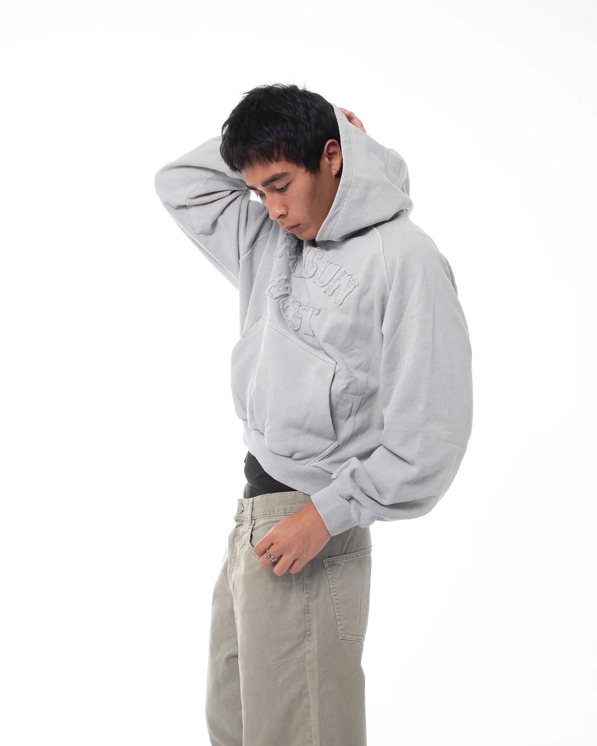 APPLIQUÉ DYED HOODIE GREY