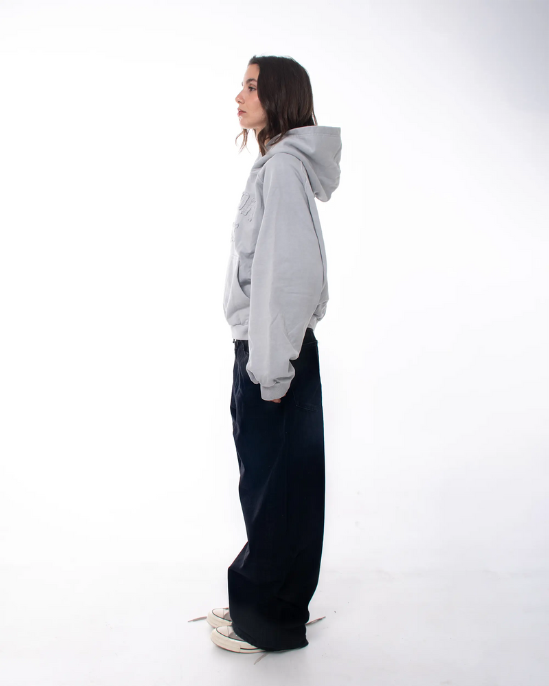 APPLIQUÉ DYED HOODIE GREY