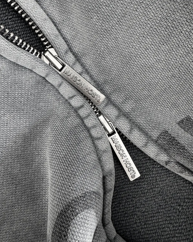 ERODE WAVE ZIPPED HOODIE GREY
