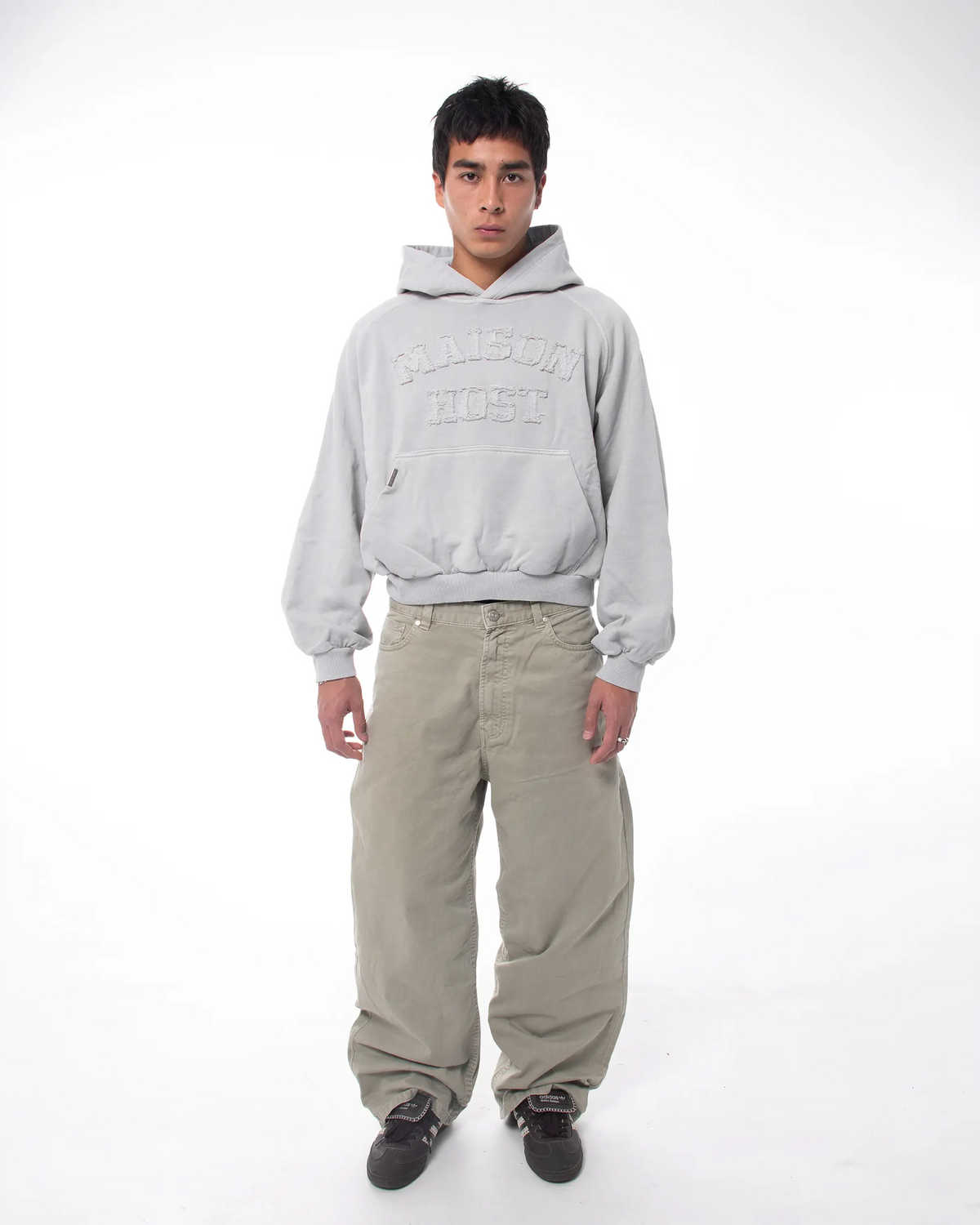 APPLIQUÉ DYED HOODIE GREY
