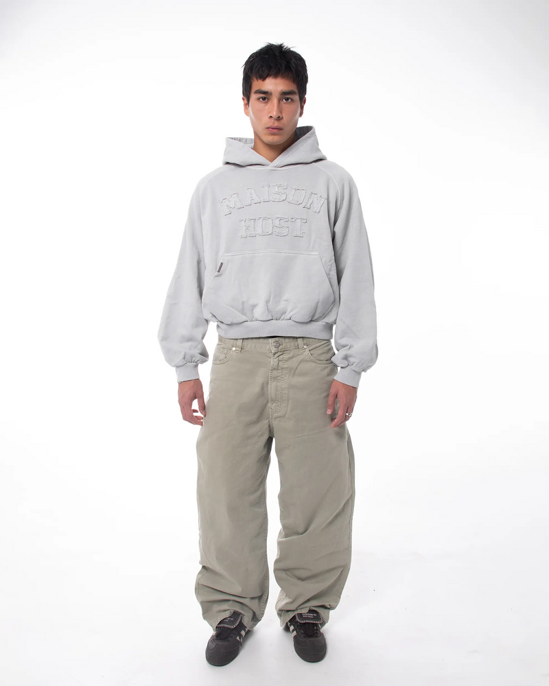 APPLIQUÉ DYED HOODIE GREY