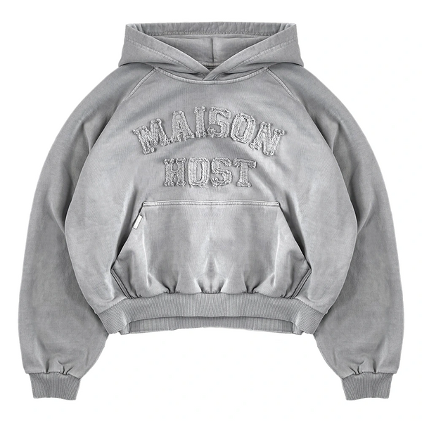 APPLIQUÉ DYED HOODIE GREY