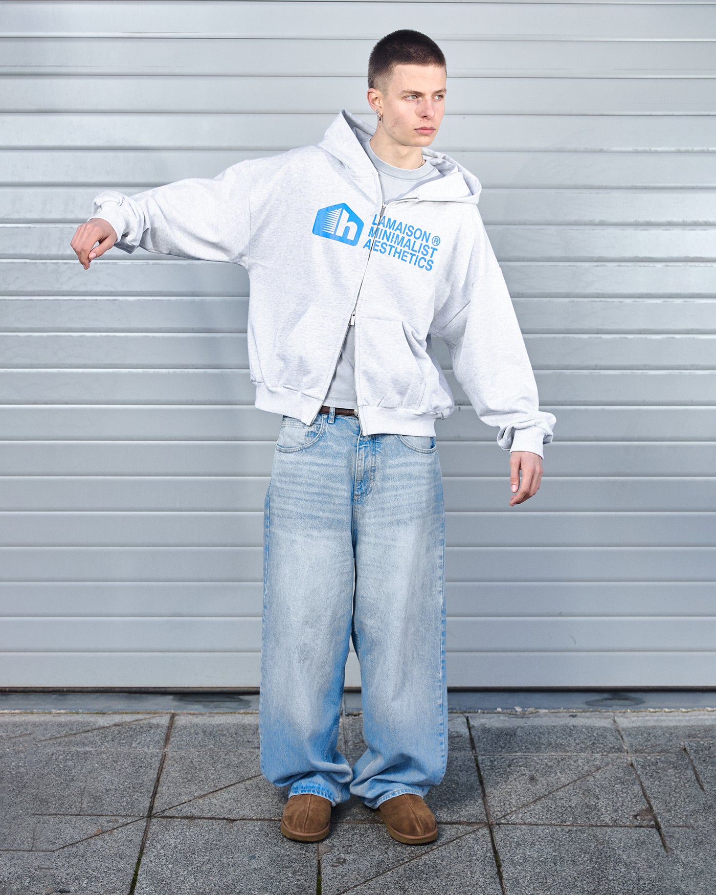 HHOUSE GREY ZIPPED HOODIE – MAISON HOST