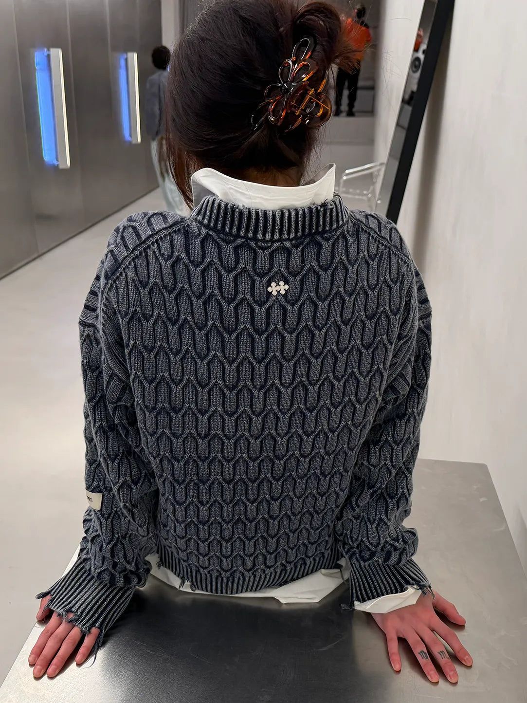 HERRINGBONE BLUE KNIT