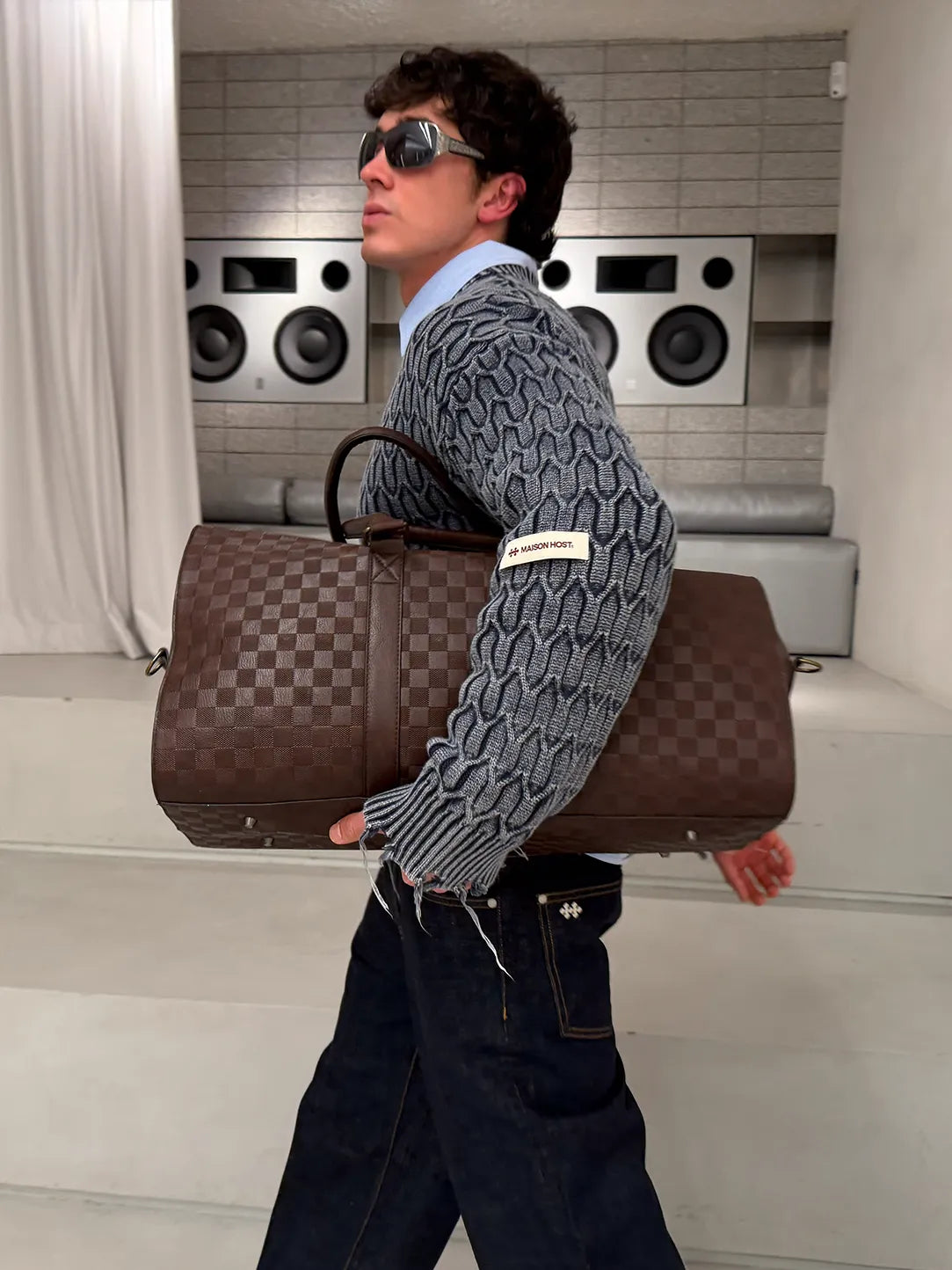 HERRINGBONE BLUE KNIT
