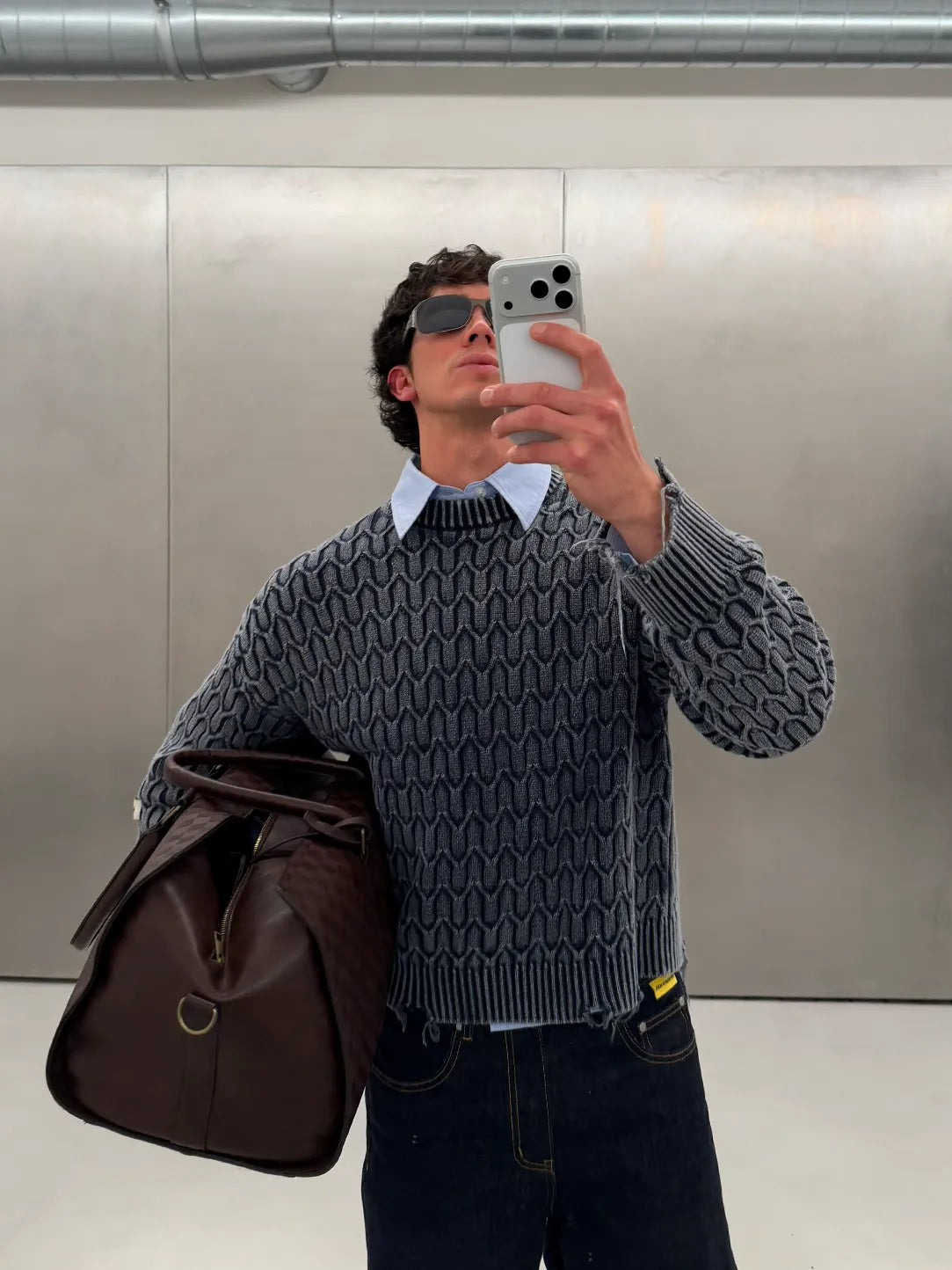 HERRINGBONE BLUE KNIT