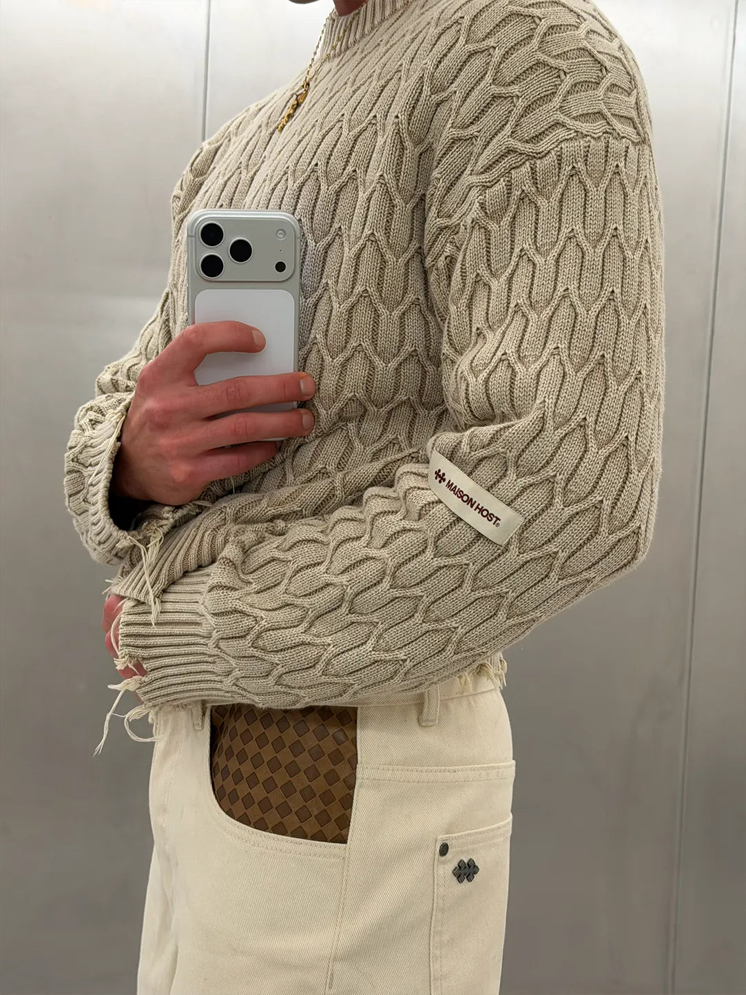 HERRINGBONE BEIGE KNIT