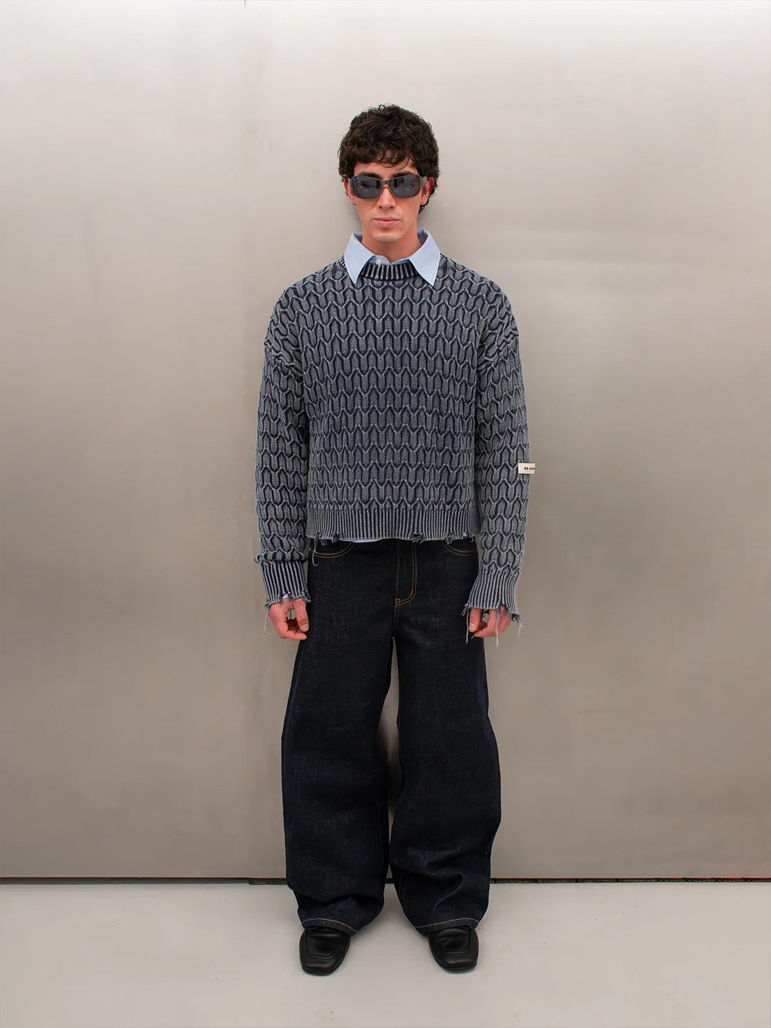 HERRINGBONE BLUE KNIT