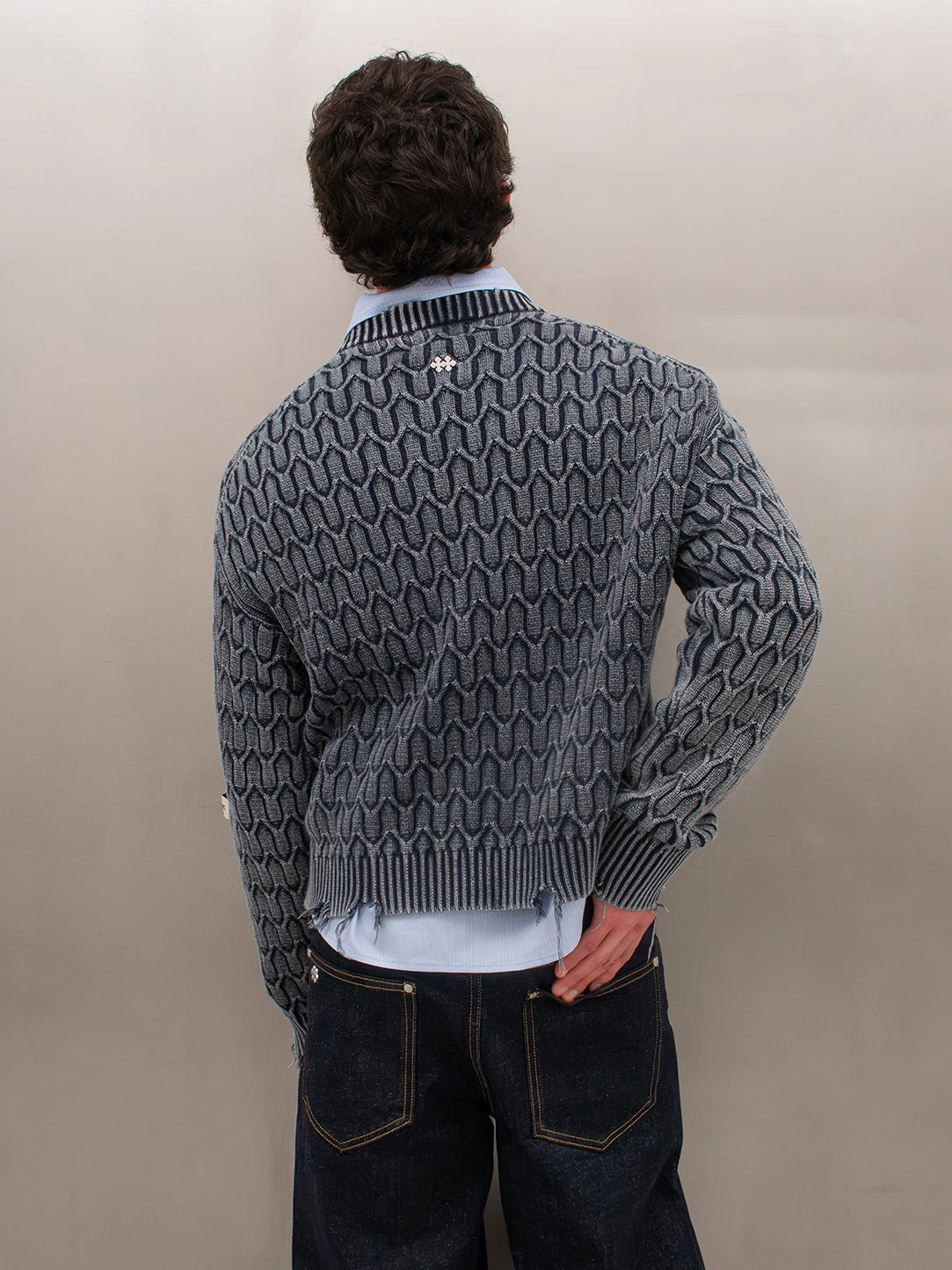 HERRINGBONE BLUE KNIT