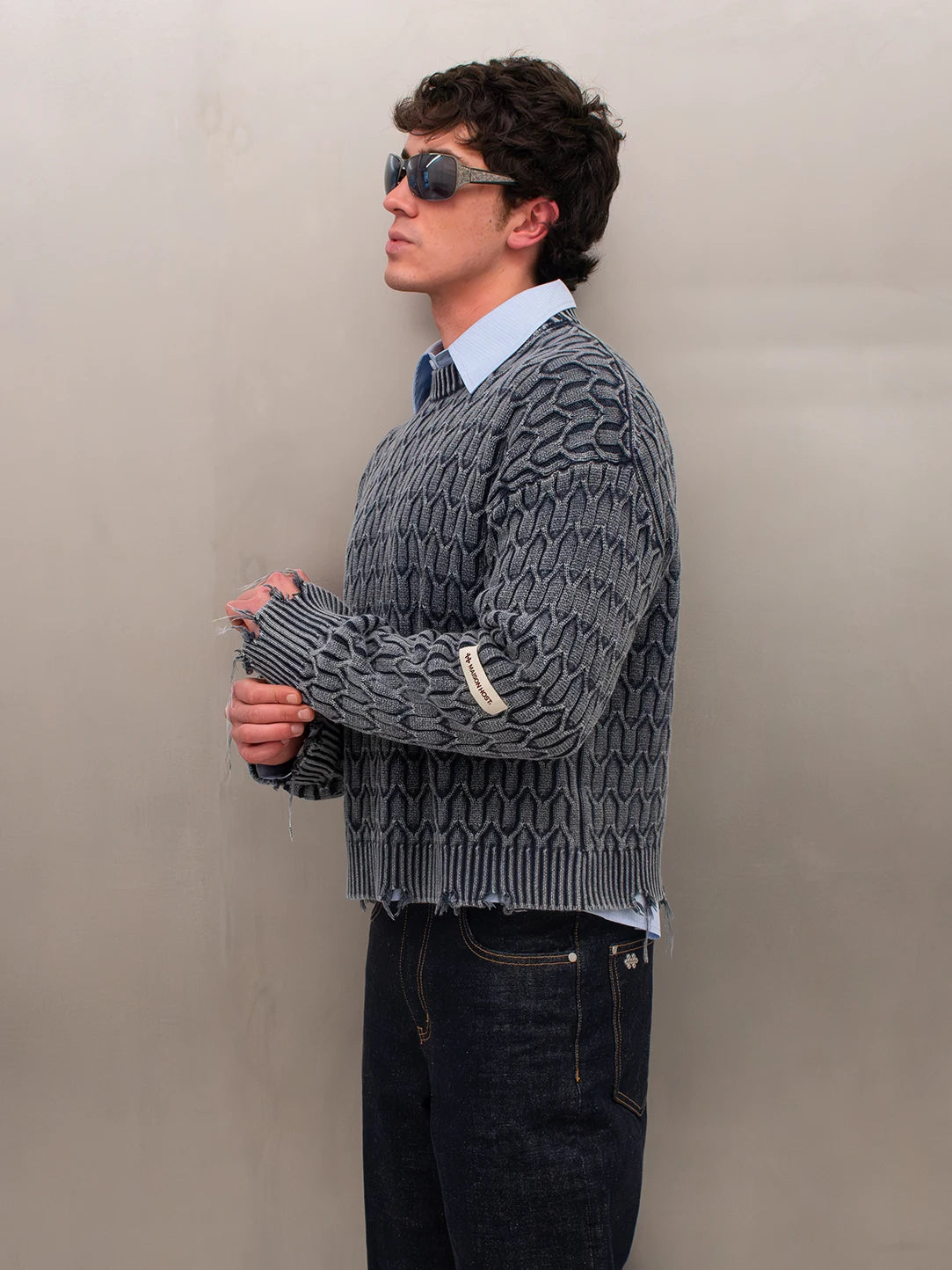 HERRINGBONE BLUE KNIT