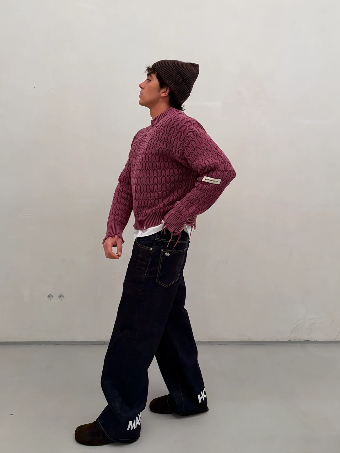 PUNTO ESPIGA COLOR BURDEOS