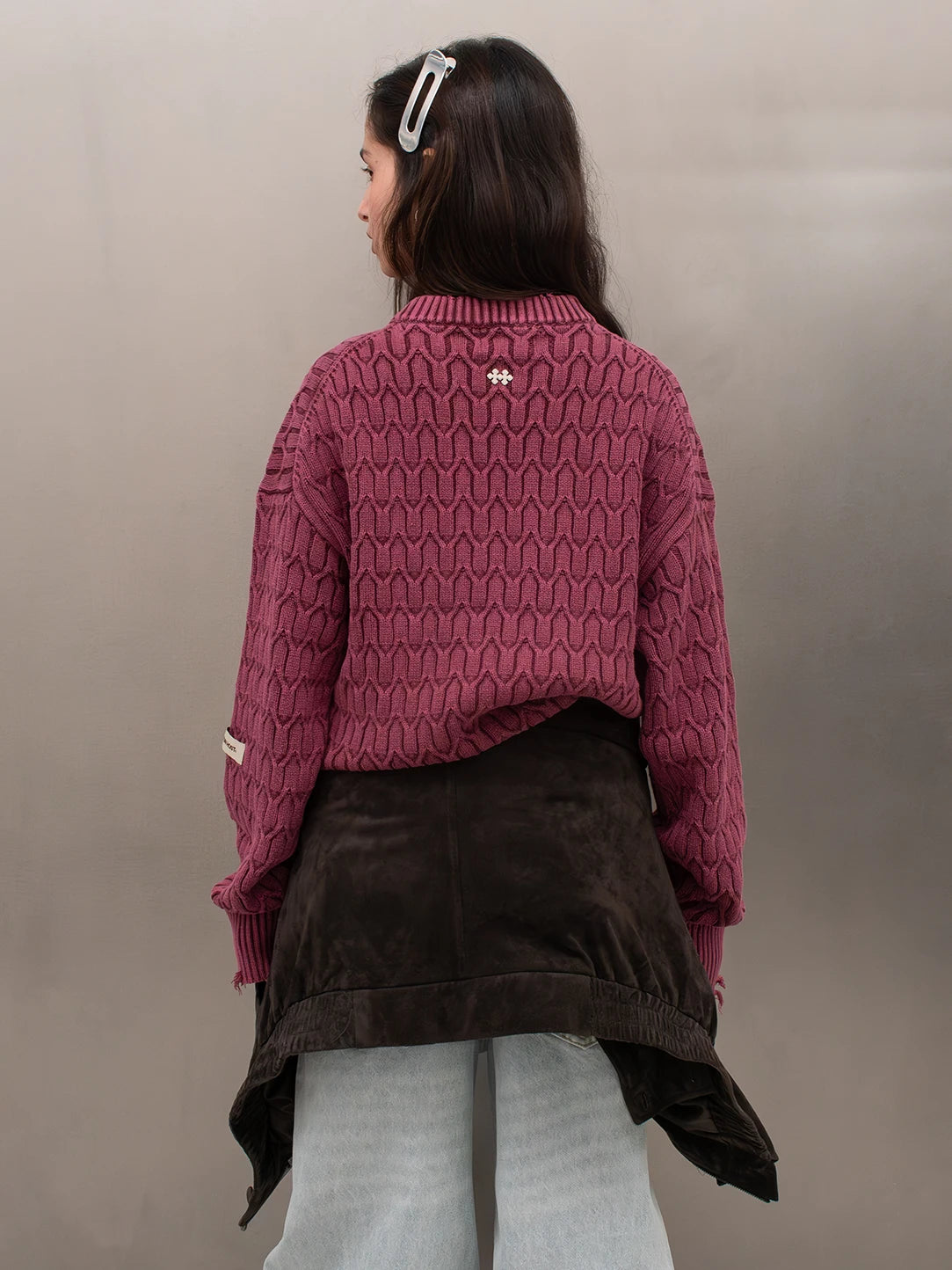HERRINGBONE BURGUNDY KNIT