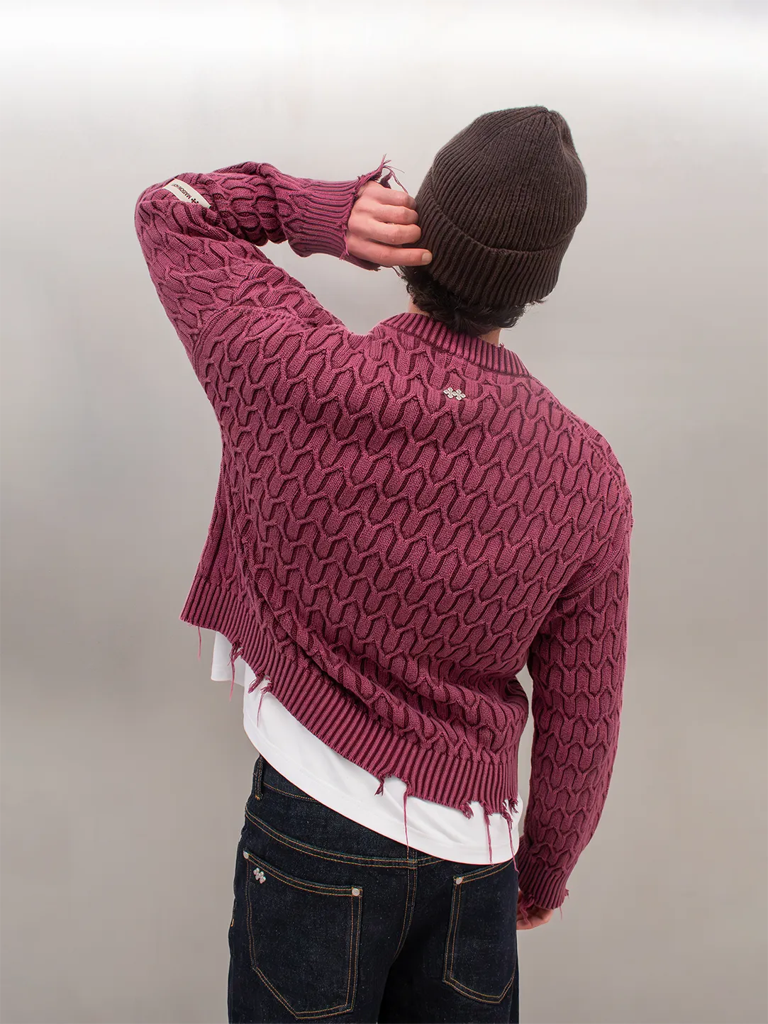 HERRINGBONE BURGUNDY KNIT