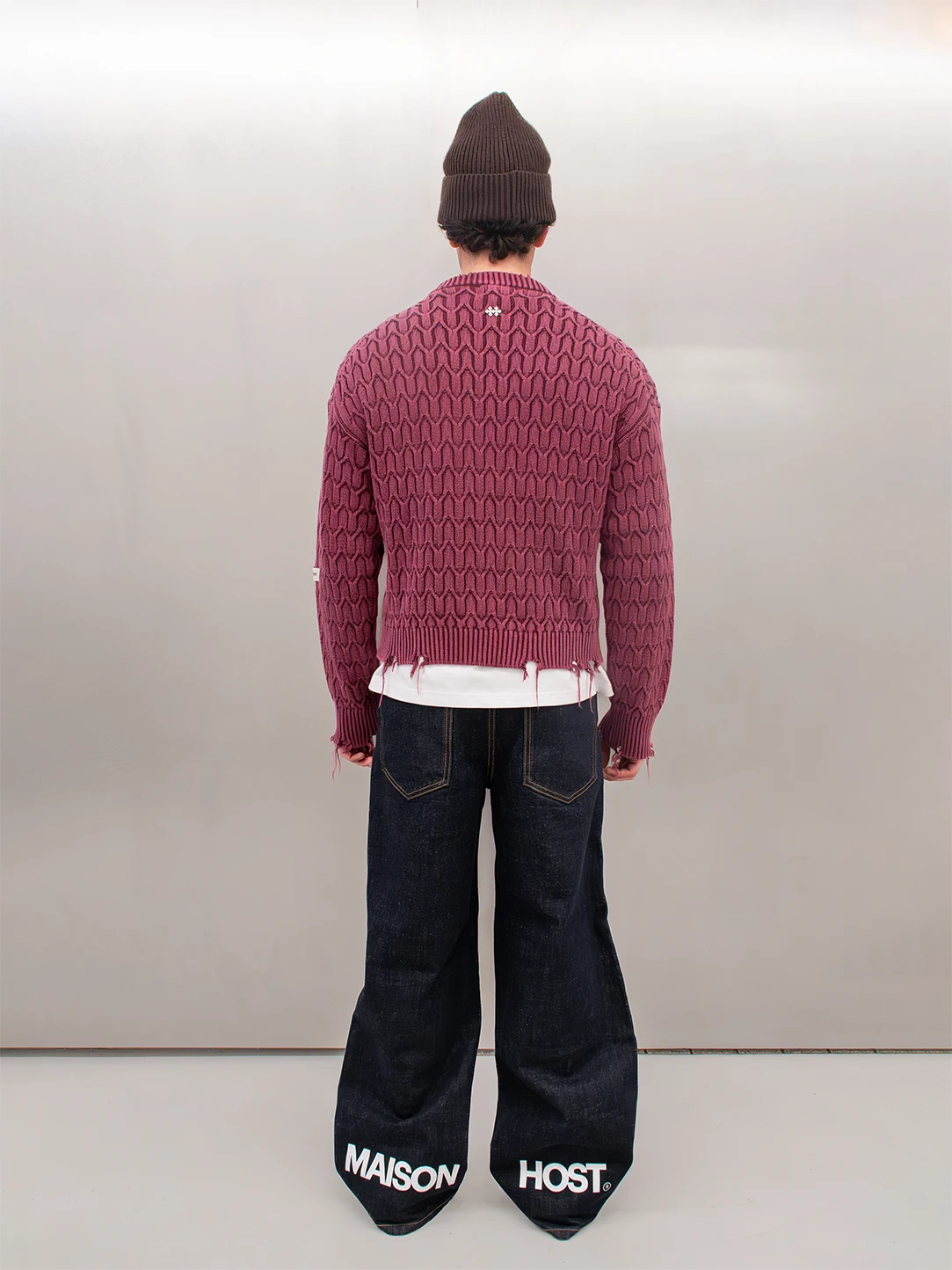 HERRINGBONE BURGUNDY KNIT