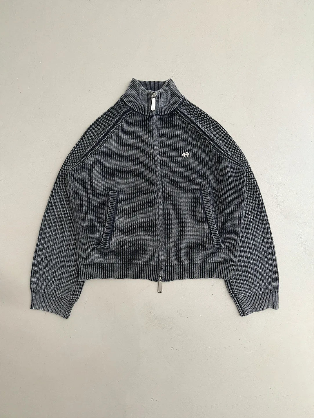 METAL LOGO KNIT ZIPPER BLUE