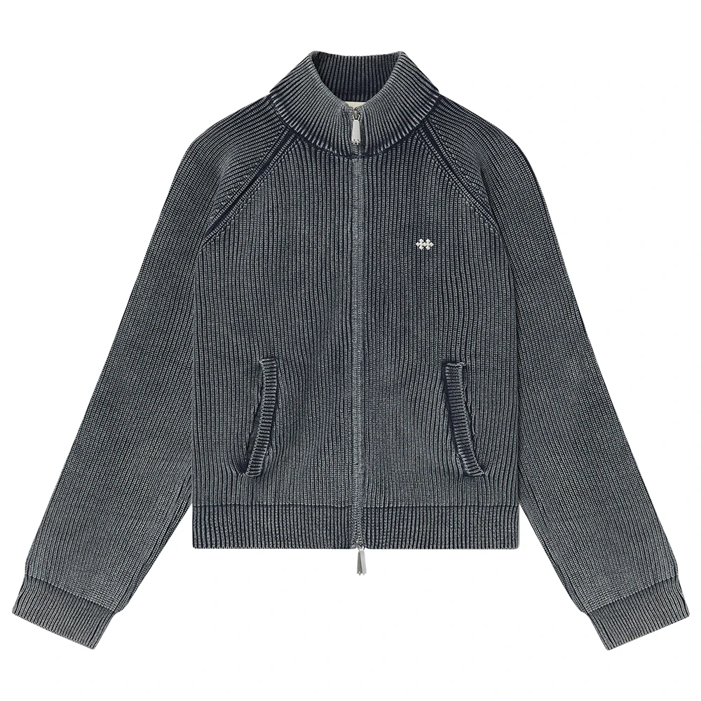 METAL LOGO KNIT ZIPPER BLUE