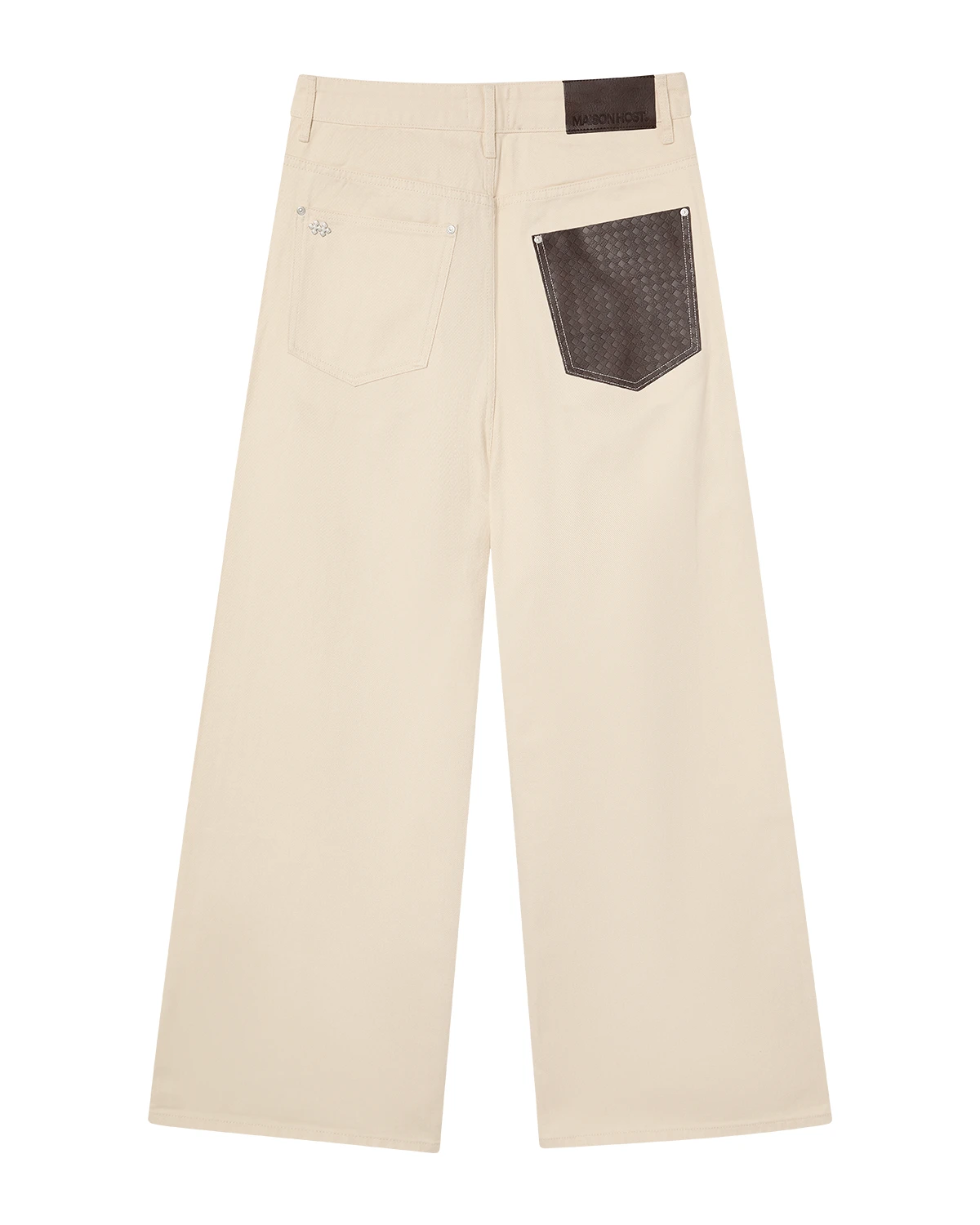 ECRU LEATHER POCKET JEANS