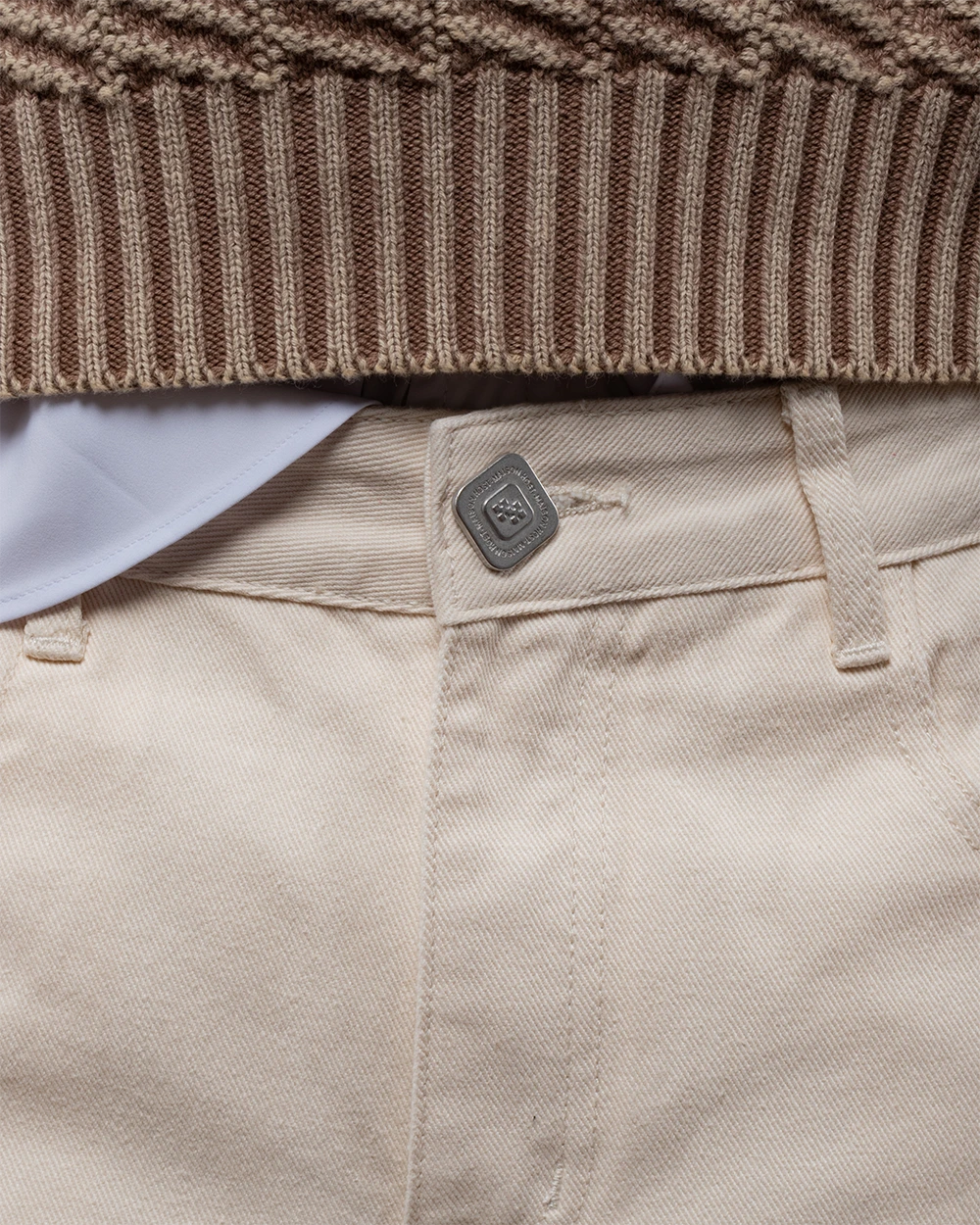ECRU LEATHER POCKET JEANS