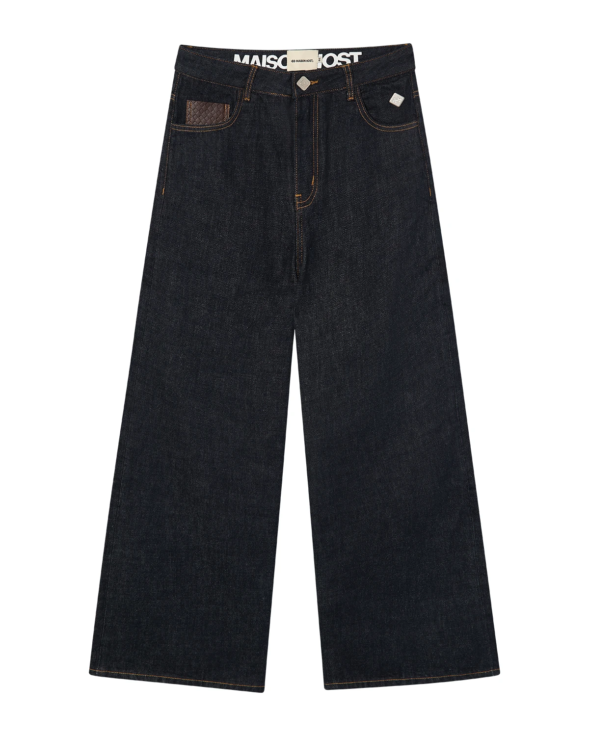 RAW LEATHER POCKET JEANS