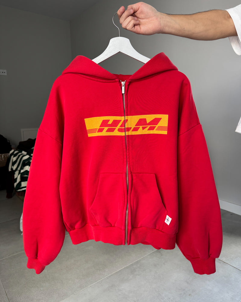 DELIVERY RED ZIPPED HOODIE