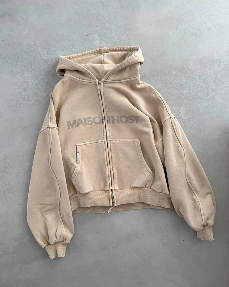 ERODE WAVE ZIPPED HOODIE SAND