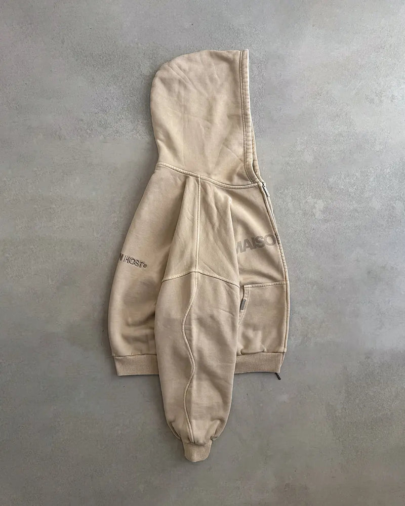 ERODE WAVE ZIPPED HOODIE SAND