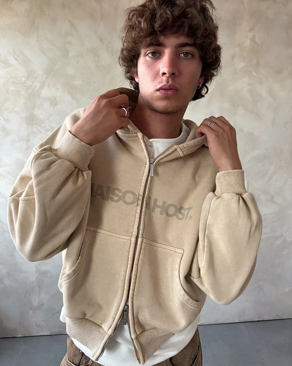 ERODE WAVE ZIPPED HOODIE SAND