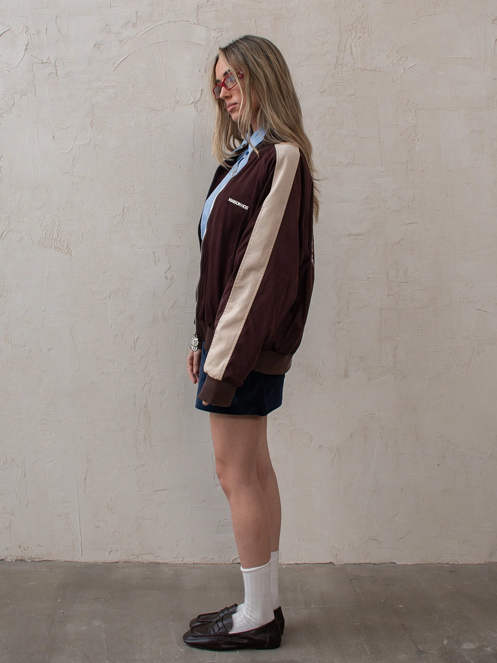 SUEDE TRACK JACKET BEAN