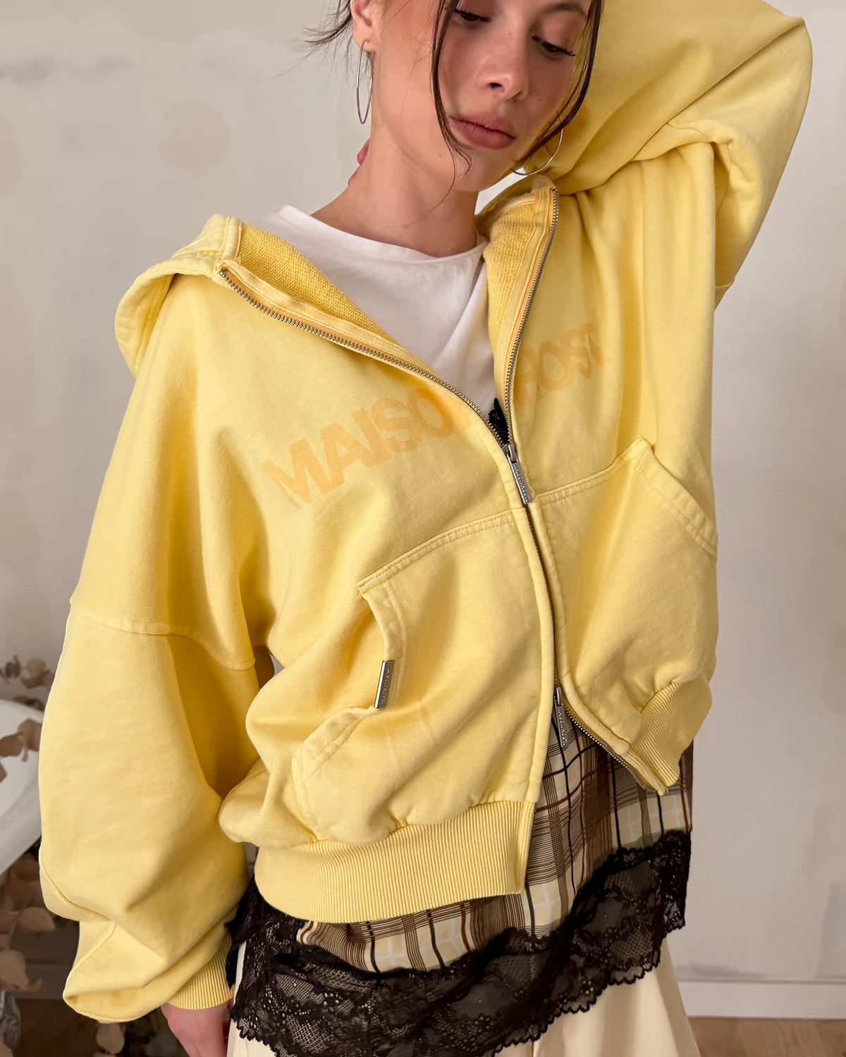 ERODE WAVE ZIPPED HOODIE YELLOW