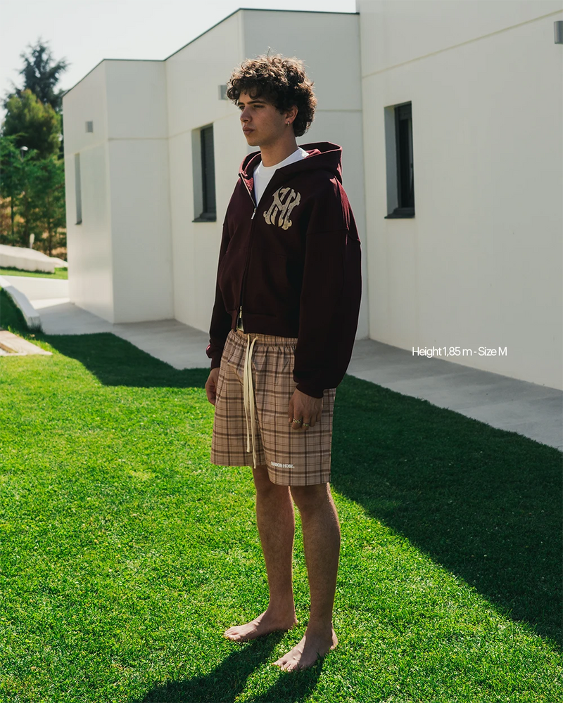 HOMERUN BURGUNDY ZIPPED HOODIE