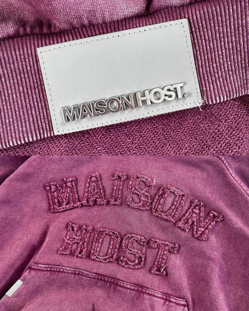 APPLIQUÉ DYED HOODIE BURGUNDY