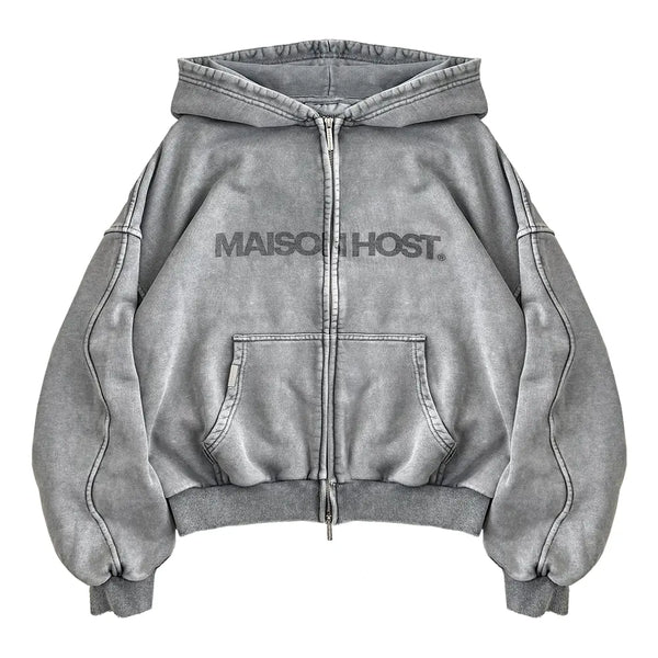 ERODE WAVE ZIPPED HOODIE GREY – MAISON HOST