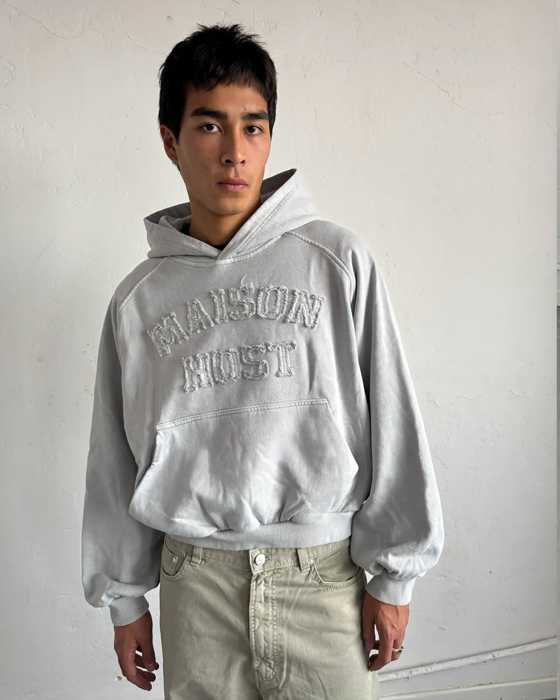 APPLIQUÉ DYED HOODIE GREY