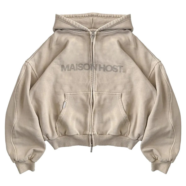 ERODE WAVE ZIPPED HOODIE SAND
