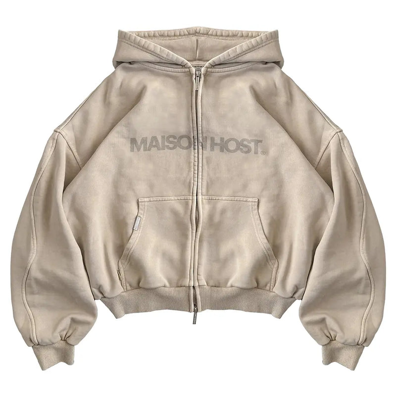 ERODE WAVE ZIPPED HOODIE SAND