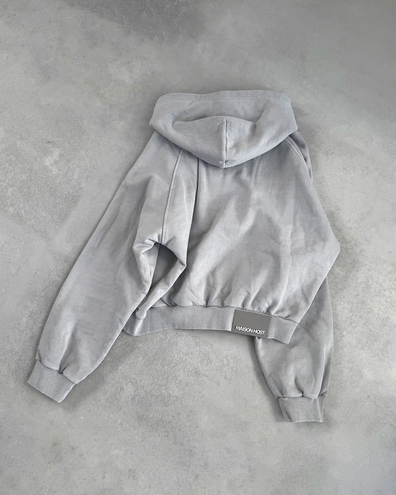 APPLIQUÉ DYED HOODIE GREY